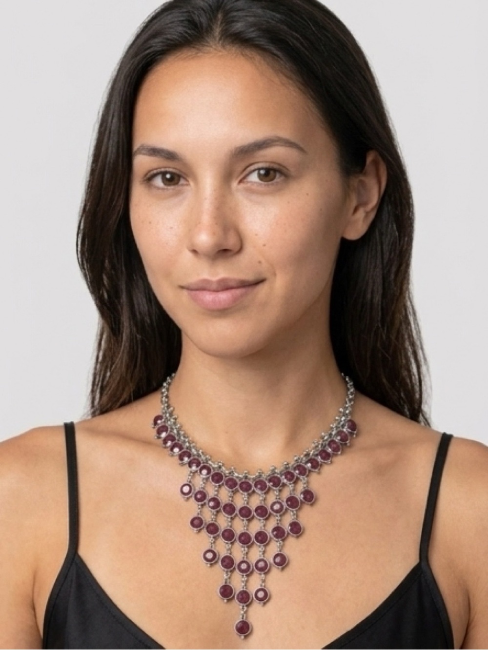 LUCKY BRAND Silver and Red Statement Necklace